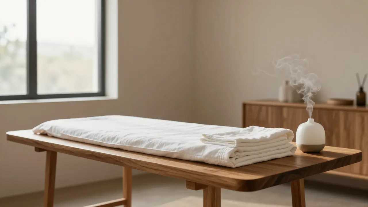 Empty consultation room with fresh linens and diffusers.