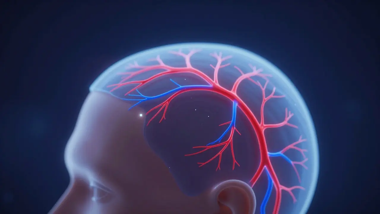 Abstract art showing glowing blood vessels under skin