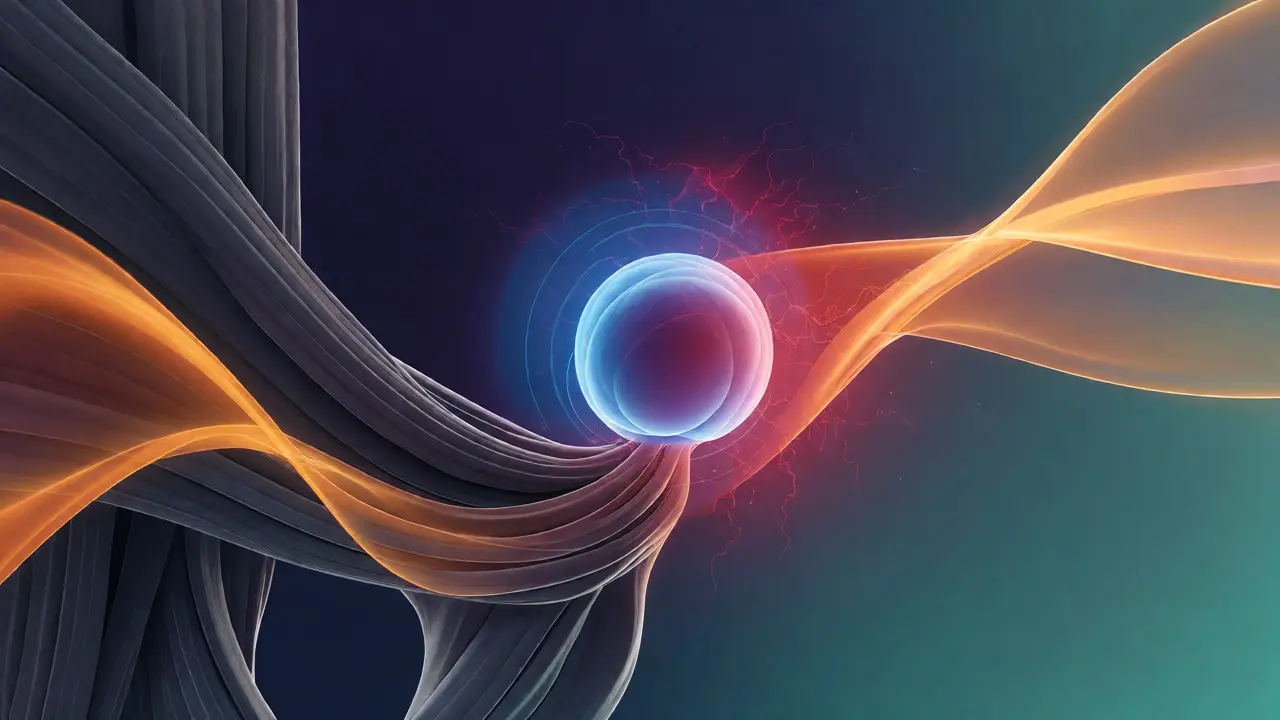 Abstract visualization of pelvic muscle relaxation and reduced inflammation.